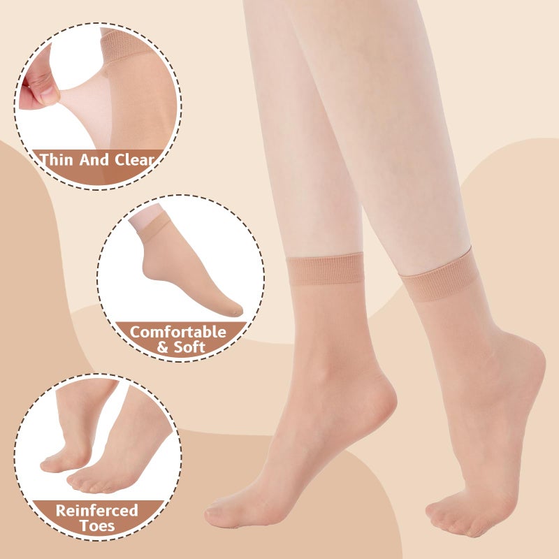 MANZI 12 Pairs Women's Ankle High Sheer Socks, 12 Pairs Natural - Image 2